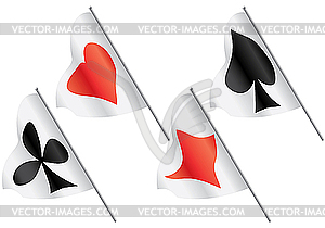 Cards symbols on flags - vector clip art