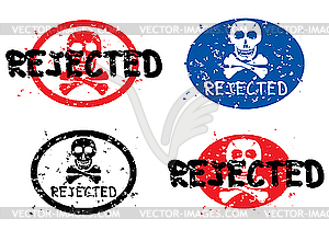 Rejected stamp with skull - vector clipart