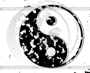 Yin and Yang grunge symbol - vector image