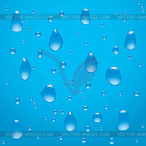 Drops on blue background - vector image