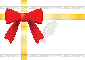 Ribbon and red bow for gift - vector image