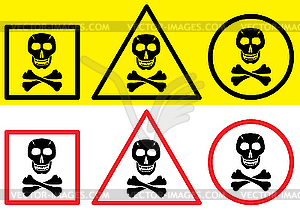 Danger label with skull symbol - vector image