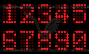 Красные цифры на матричный дисплей - клипарт в векторе / векторное изображение