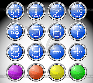 Набор разноцветных очках круглых кнопок - рисунок в векторном формате
