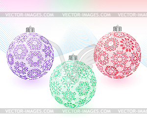 Christmas-balls with snowflakes texture - vector image