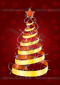 Christmas fur-tree on red background - vector image