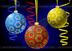Рождественские шары с текстуры снежинки - векторный клипарт / векторное изображение
