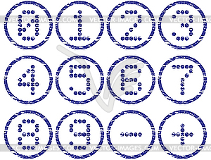 Matrix digits icons grunge set - vector clipart