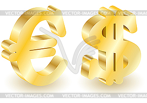 Dollar and euro money 3d symbols - vector image