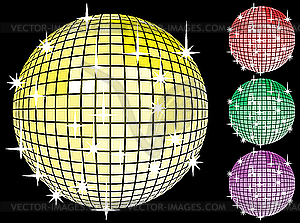 Colored set of mirror disco-balls - color vector clipart