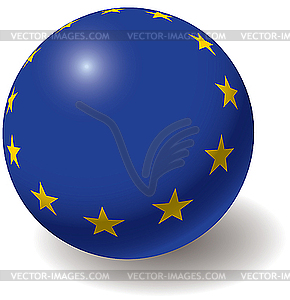 European union flag on ball - vector image