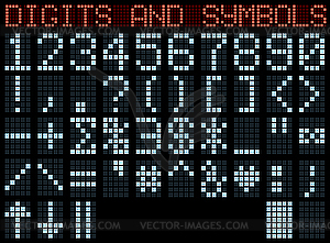Матричные символы и цифры - графика в векторном формате