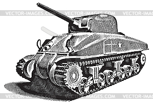 American tank engraving - vector clipart