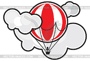 Красный воздушный шар в облаках - графика в векторе