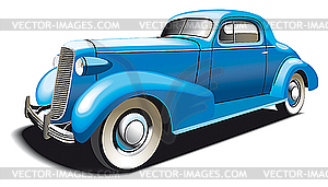 Blue Old Car - vector clipart