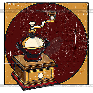 Coffee mill grunge - vector image