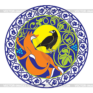 Fox and crow - vector clipart