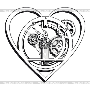 Mechanical Heart Outline - vector image