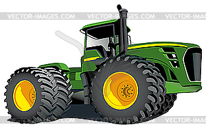 Vector drawing of farm tractor in green color