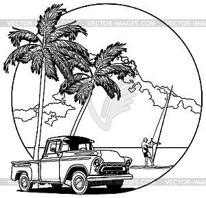 Hawaiian vignette - vector clipart