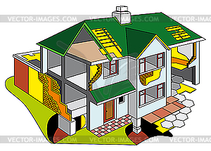 Дом в разрезе - векторизованный клипарт