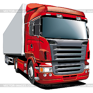 Красный грузовик - цветной векторный клипарт