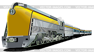 Желтый старомодный поезд - графика в векторном формате