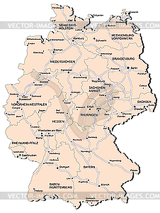 Germany railway map - vector clip art