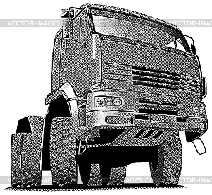 Truck engraving - vector image