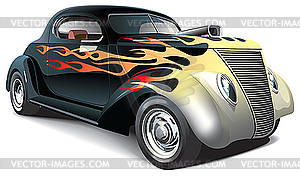 Hot rod with flame - vector image