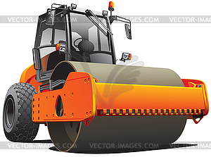 Orange road roller - vector image