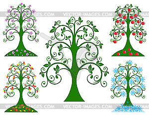 Seasonal trees - vector clipart