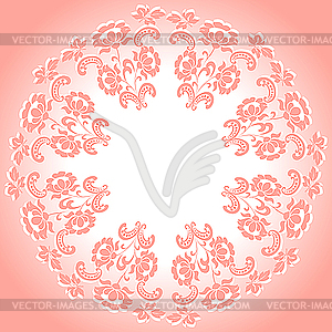 Round pink floral frame - vector clipart