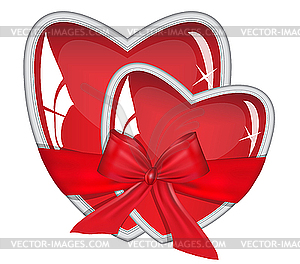 Two hearts tied with bow - vector image
