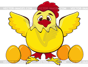 Hen with eggs - vector clipart