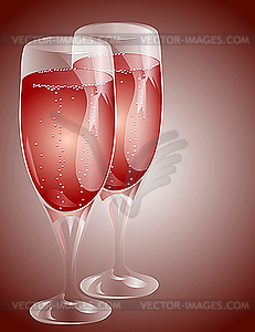 Two glasses of champagne - vector clipart