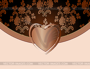 Vintage floral card with heart - vector image