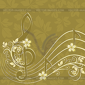 Musical background with treble clef - vector EPS clipart