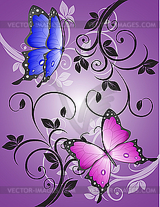 Pattern with colorful butterflies - royalty-free vector clipart