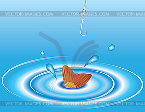 Fish and rod - vector clipart