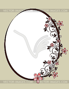 Floral oval decorative frame - vector clipart