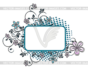 Синяя цветочная рамка - стоковое векторное изображение