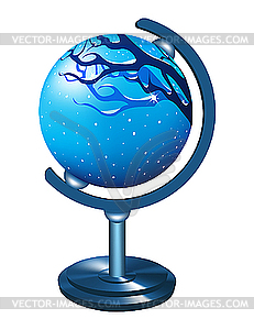 Globe with the image of the winter landscape.  - vector clip art