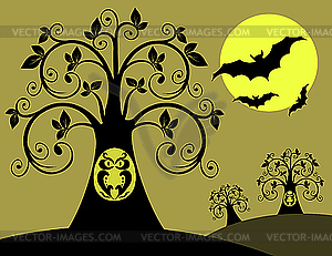 Night with an owl - vector clipart