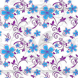 Seamless floral blue pattern in pastel colors.  - vector clip art