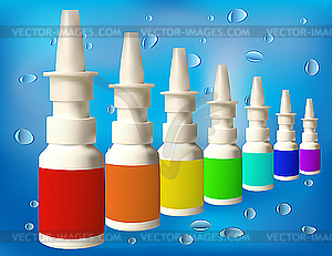 Medical bottles with spray - vector clipart