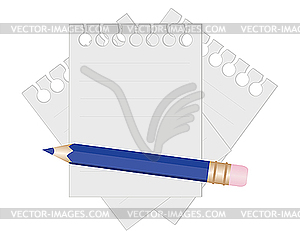 Pencil and paper for notes - vector clipart