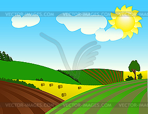 Environmentally prosperous rural landscape - vector clip art