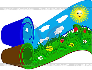 Grass and Sky in rolls.  - vector image