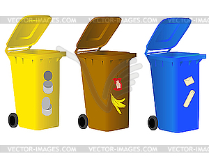 Garbage bins for sorting waste - vector image